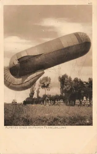 Aufstieg eines Deutschen Fesselballons Patriotika Postkarte AK