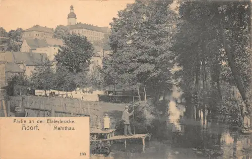 Partie an der Elsterbrücke in Adorf Mehlthau Vogtland Sachsen Postkarte AK
