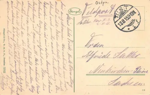 Tilsit Fuhrparkkolonne am Theater Postkarte 1915 Ostpreußen