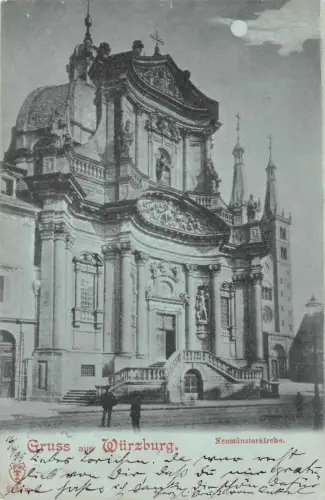 Gruss aus Würzburg Neumünsterkirche Postkarte AK 1899