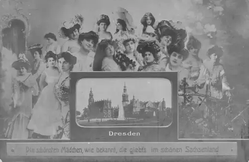 Dresden Die schönsten Mädchen giebt's im schönen Sachsenland AK 1908