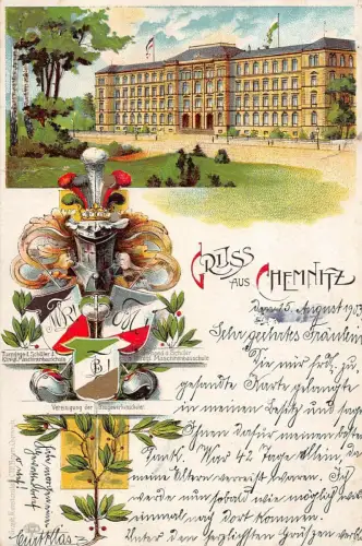 Gruss aus Chemnitz Sachsen Maschinenbauschule AK 1903