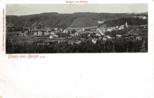 Gruss aus Berga a. E. Berga von Süden Postkarte
