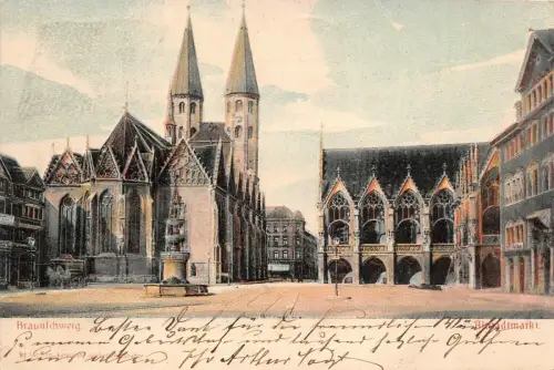 Braunschweig Altstadtmarkt Niedersachsen Postkarte AK 1903