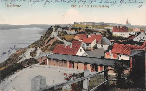 Graudenz (Grudziądz) Blick auf den Festungsberg Westpr. Feldpostkarte AK 1918