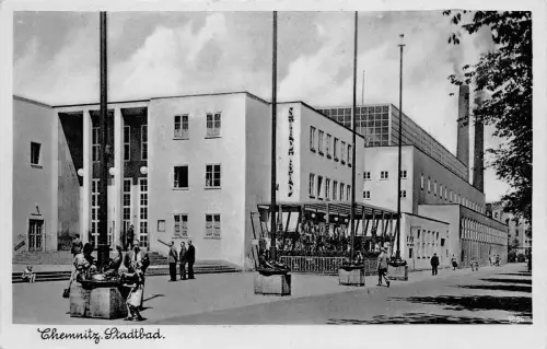 Chemnitz Stadtbad Postkarte 1940