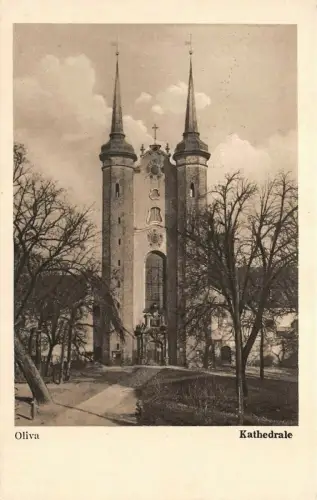 Kathedrale in Oliva Danzig Gdańsk Postkarte AK