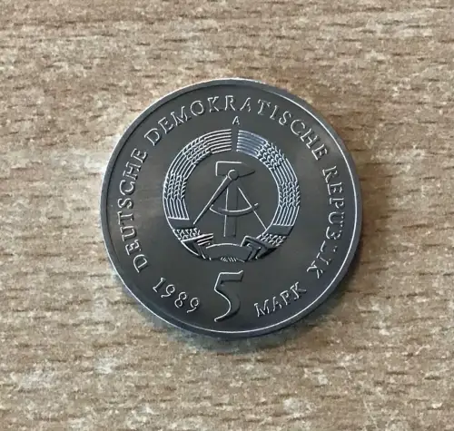 DDR 5 Mark 1989 Katharinen Kirche Zwickau Münze