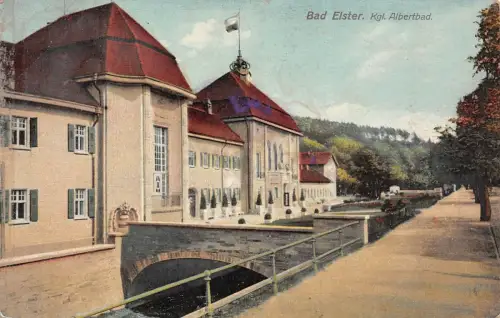 Königliches Albertbad in Bad Elster Sachsen Postkarte AK 1909