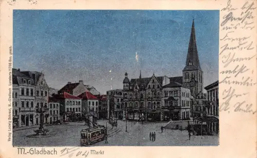 M.-Gladbach Markt Straßenbahn Postkarte AK 1904
