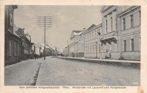 Vom östlichen Kriegsschauplatz Mitau Poststr. Lazarett Postgeb. Feldpost AK 1917