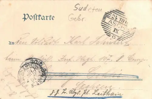 Gruss aus Asch Bismarckturm auf dem Hausberg Postkarte AK 1904