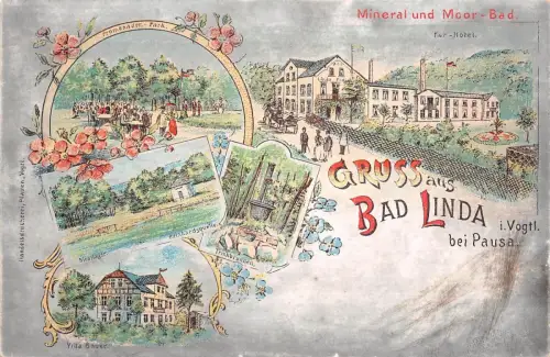 Gruss aus Bad Linda Vogtland bei Pausa Litho Postkarte