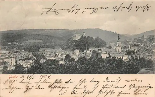 Greiz Ansicht Schloss Panorama Postkarte AK 1904
