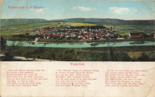Stadtansicht und Weserlied Wahmbeck an der Weser Niedersachsen Postkarte AK 1928