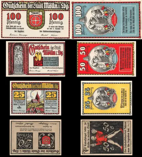 4 x Notgeld MÖLLN Stadt