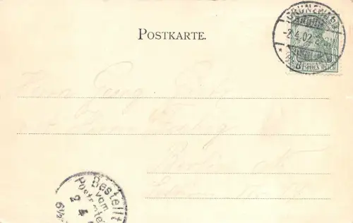 Berlin Halensee Grunnewald Frau am Bismarck Denkmal Postkarte 1902