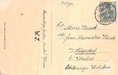 Osterode Kaiser Wilhelm-Gymnasium Ostpreußen Postkarte AK 1909