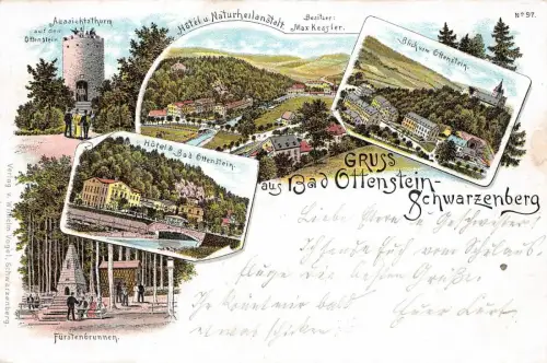 Gruss aus Bad Ottenstein-Schwarzenberg Fürstenbrunnen Postkarte AK 1899