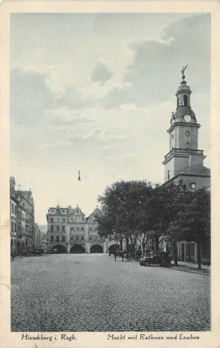 Hischberg i. Rsgb. Markt mir Rathaus und Lauben Postkarte AK