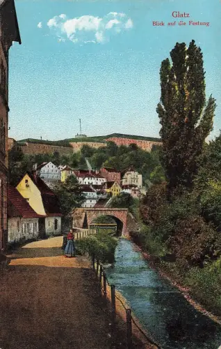 Blick auf die Festung in Glatz Schlesien Postkarte AK 1924