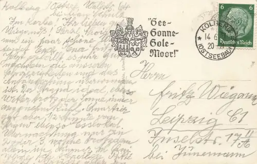 Panorama Lotsenturm u. Strandschloss Ostseebad Kolberg Pommern Postkarte AK 1937