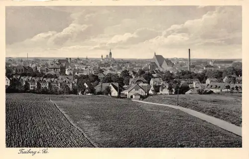 Stadtansicht von Freiberg Sachsen Postkarte AK