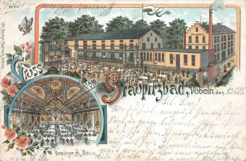 Döbeln, Gasthaus Staupitzbad Litho AK 1902