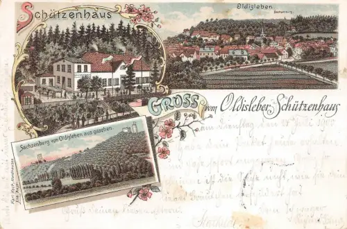 Oldisleben Schützenhaus Litho Postkarte 1900