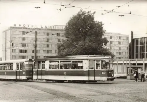 Haltestelle Berliner Platz / Stadthalle Cottbus Brandenburg Postkarte AK 1980