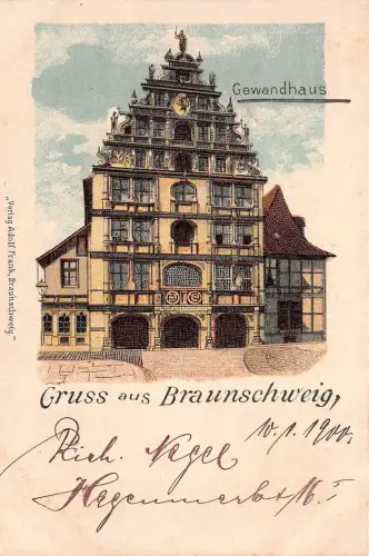 Gruss aus Braunschweig Gewandhaus Niedersachsen Postkarte AK 1900