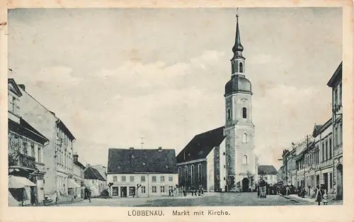 Markt mit Kirche in Lübbenau Brandenburg Postkarte AK
