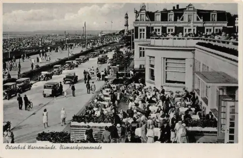 Ostseebad Warnemünde Bismarckpromenade Postkarte AK
