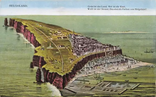 Totalansicht Insel Helgoland Schleswig-Holstein Postkarte AK