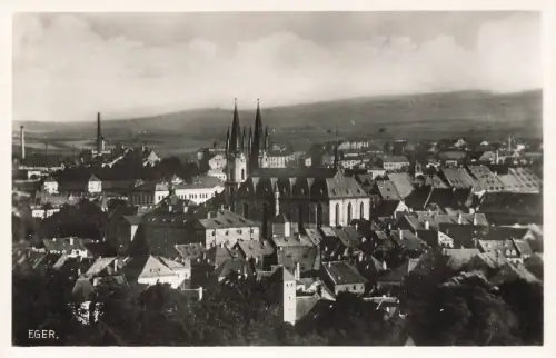 Eger (Cheb) Ansicht Panorama Postkarte AK