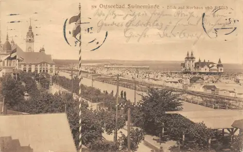 Ostseebad Swinemünde Blick auf Kurhaus und Strand AK 1913