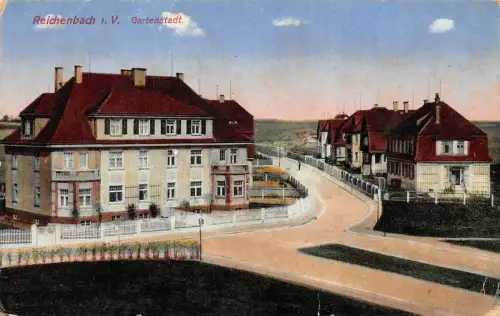 Gartenstadt bei Reichenbach Vogtland Sachsen Postkarte AK 1920