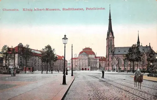 Chemnitz Sachsen König Albert Museum Strassenansicht Postkarte