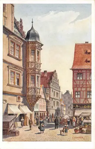 AK Coburg Frauen auf Markt in Herrngasse Postkarte