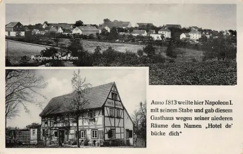 Hotel de bücke dich Podemus bei Dresden Sachsen Postkarte AK