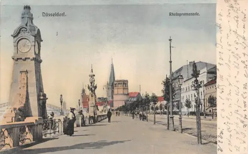 Düsseldorf Rheinpromenade Postkarte AK 1904