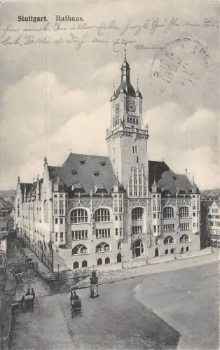 Stuttgart Rathaus Baden-Württemberg Postkarte AK 1907