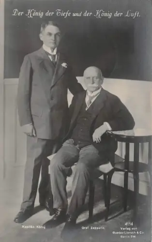 Der König der Tiefe und der König der Luft Graf Zeppelin Patriotika AK 1938