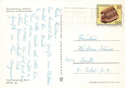 Steintor und Brücke Brandenburg an der Havel Brandenburg Postkarte AK 1975