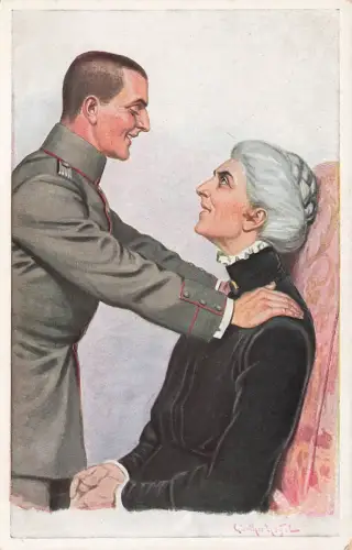 Mutters Jüngster Unser Kriegsleutnants daheim Postkarte AK