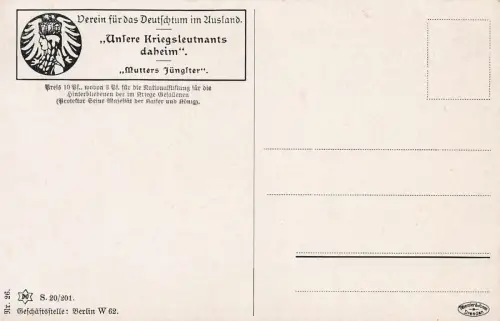 Mutters Jüngster Unser Kriegsleutnants daheim Postkarte AK