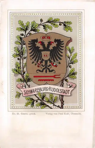 Schwarzburg-Rudolstadt Wappen Postkarte AK