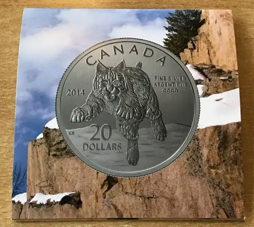 Kanada 20 Dollars 2014 Rotluchs Silber Probe