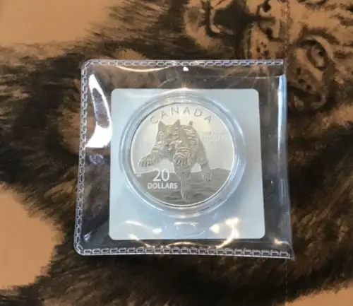 Kanada 20 Dollars 2014 Rotluchs Silber Probe