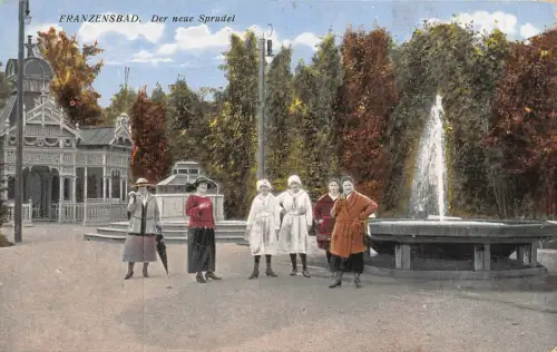 Der neue Sprudel Franzenbad Böhmen Mähren Postkarte